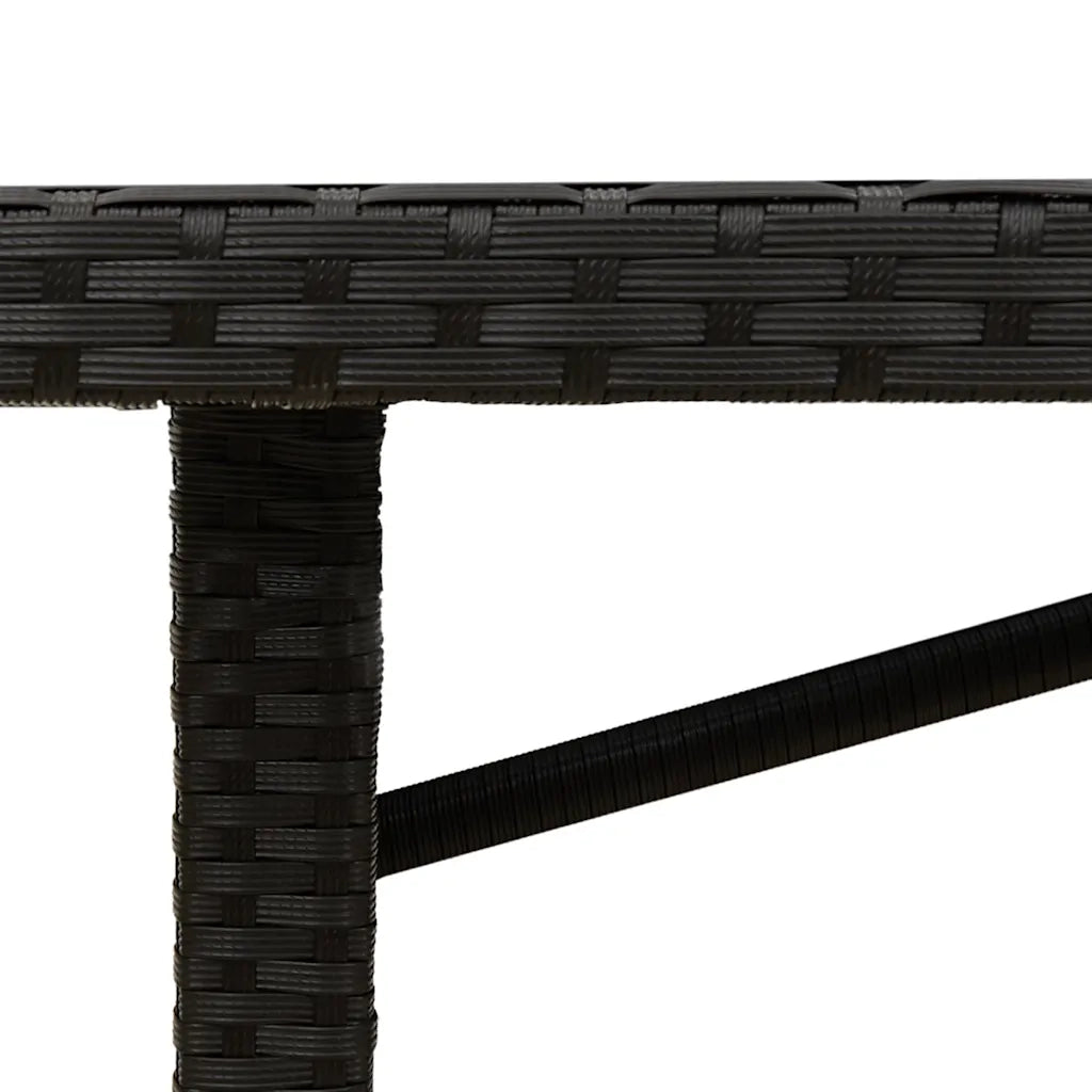 Tavolo da Giardino | Tavolino da esterno Piano in Vetro Nero 190x80x75 cm Polyrattan