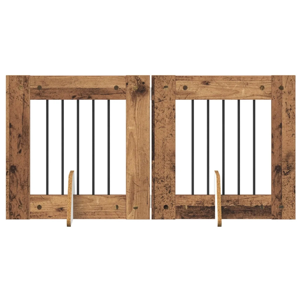 Cancello per cani con supporti 2 pcs Legno antico 60 x 60 cm
