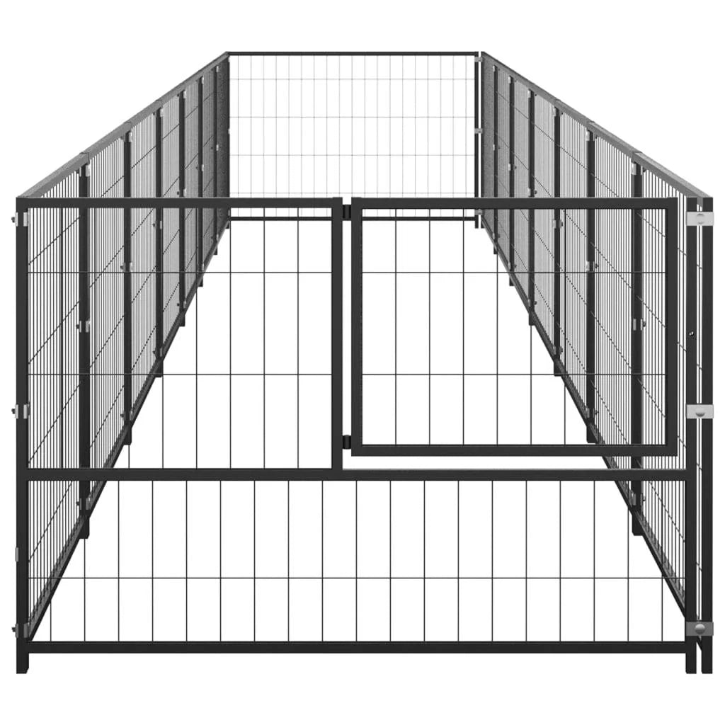 Recinto per animali da esterno per cani recinto per animali nero 7 m² acciaio 02_0000552