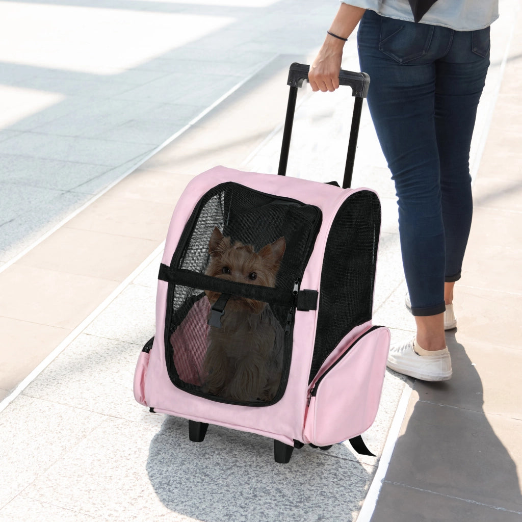 Carrello Trasporto per Cani 2 in 1 ¨C Zephmum ¨C Rosa 42x25x55 cm