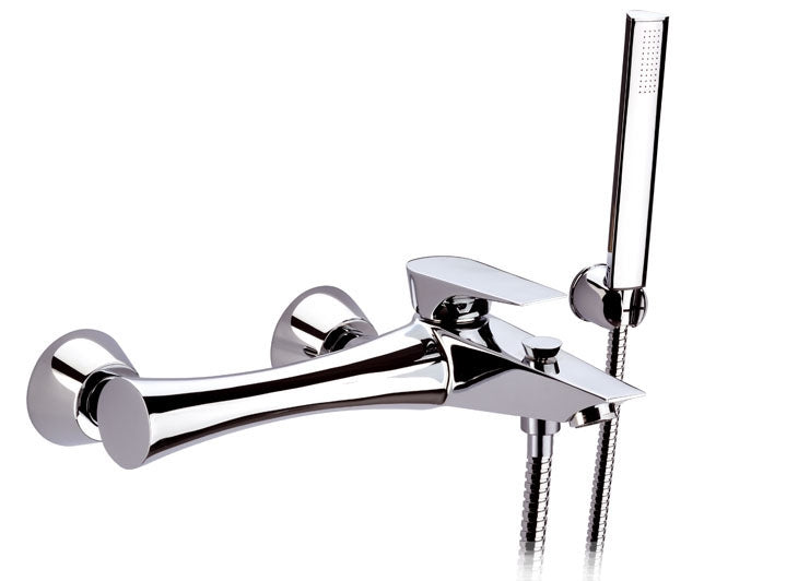 Rubinetto vasca duplex esterno con flessibile, supporto e doccetta - serie diva