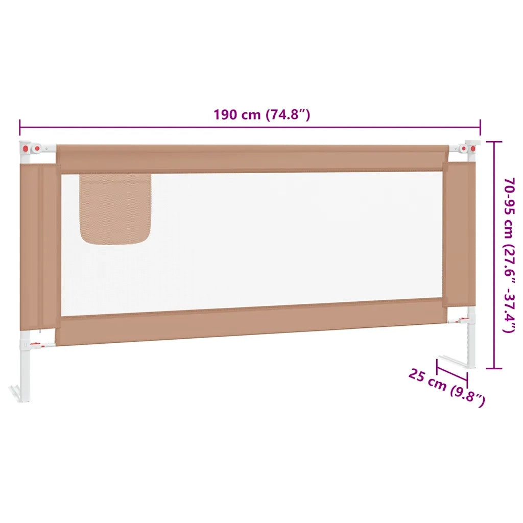 Sponda Letto di Sicurezza per Bambini Talpa 190x25cm in Tessuto