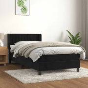 Giroletto a Molle con Materasso-Struttura Letto Nero 90x190 cm in Velluto 516750