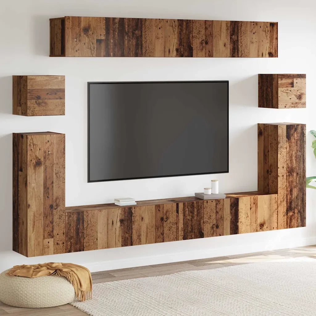 vidaXL Set mobile TV 8 pcs Legno vecchio Media 30.5 x 30 x 30 cm