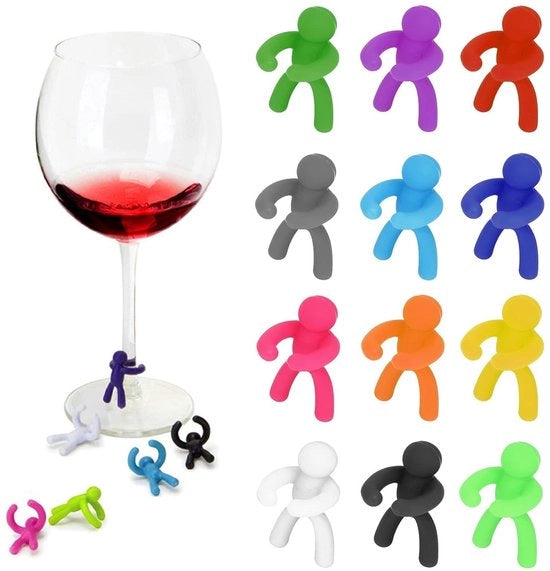 Set di Charms per bicchieri da vino in silicone - 12 pezzi - Marker per bicchieri decorativi - Decorazioni per il tavolo da pranzo - Idee regalo per una festa - Materiale duraturo e morbido