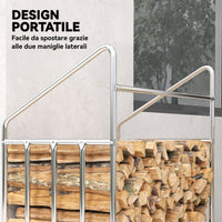 Portalegna da Esterno 100x60x110 cm in Acciaio Rinforzato con Copertura Impermeabile Nero