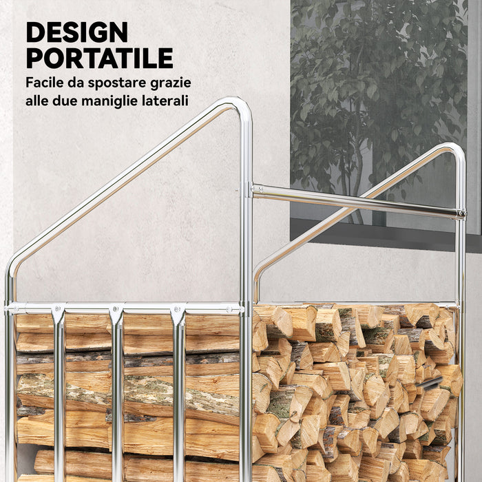 Portalegna da Esterno 100x60x110 cm in Acciaio Rinforzato con Copertura Impermeabile Nero