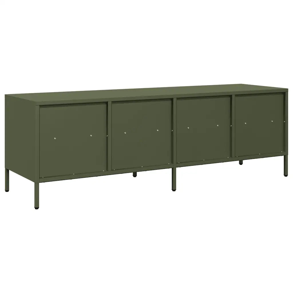 Mobile TV Verde Oliva 135x39x43,5cm Acciaio Laminato a Freddo