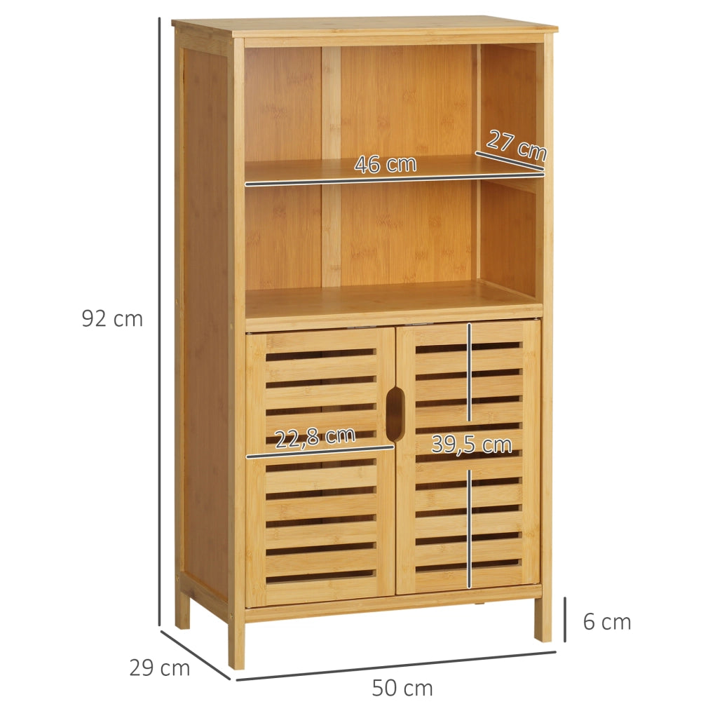 Mobile bagno in bambù con ante a lamelle 50x29x92 cm