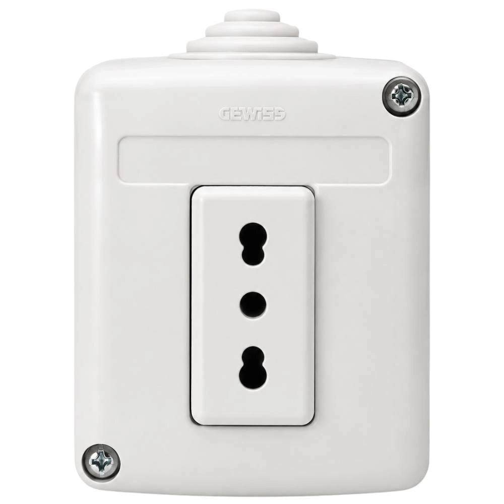 Presa bipasso 2p+t 10/16a 250v con contenitore da parete ip40