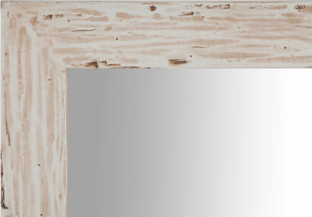 Biscottini Specchiera quadrata a muro in legno massello di tiglio finitura crema anticata L100xPR3xH100 cm Made in Italy