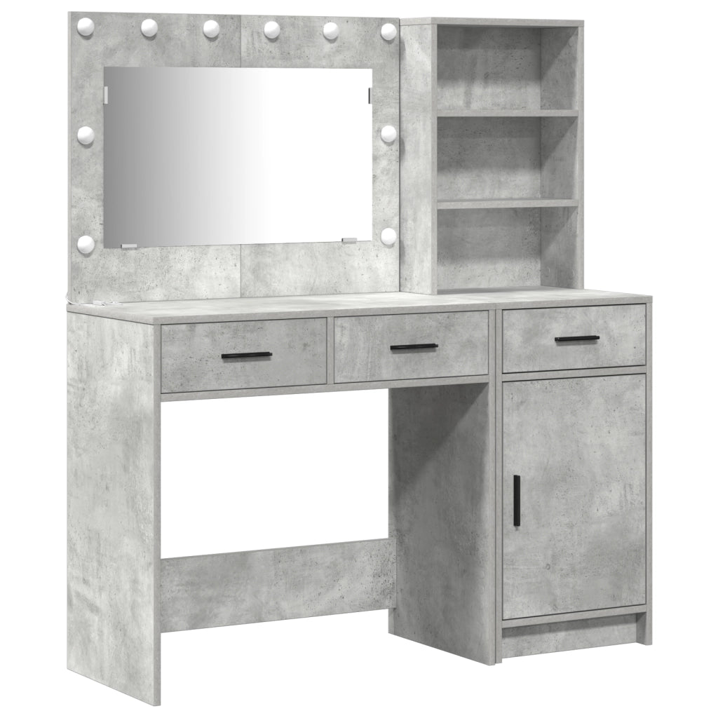 Set da toeletta a 2 pezzi  con LED in legno ingegnerizzato grigio cemento