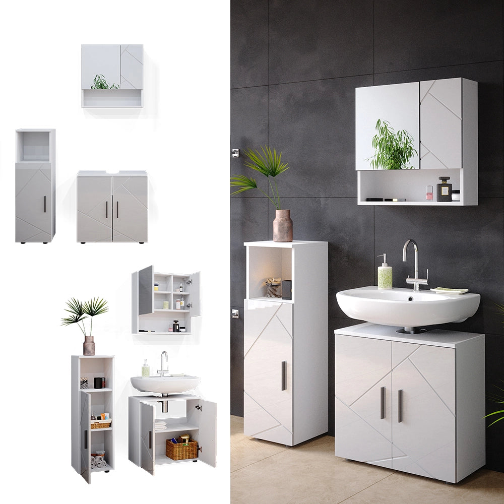 Vicco Set mobili bagno Bianco lucido 3 parti