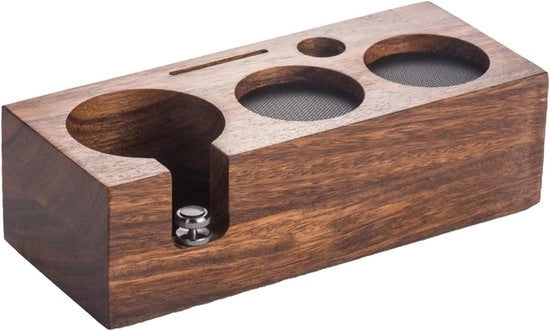 Stazione di tamponamento per legno 51 mm 54 mm - Accessorio per Barista - Legno di noce - Cuscino in silicone