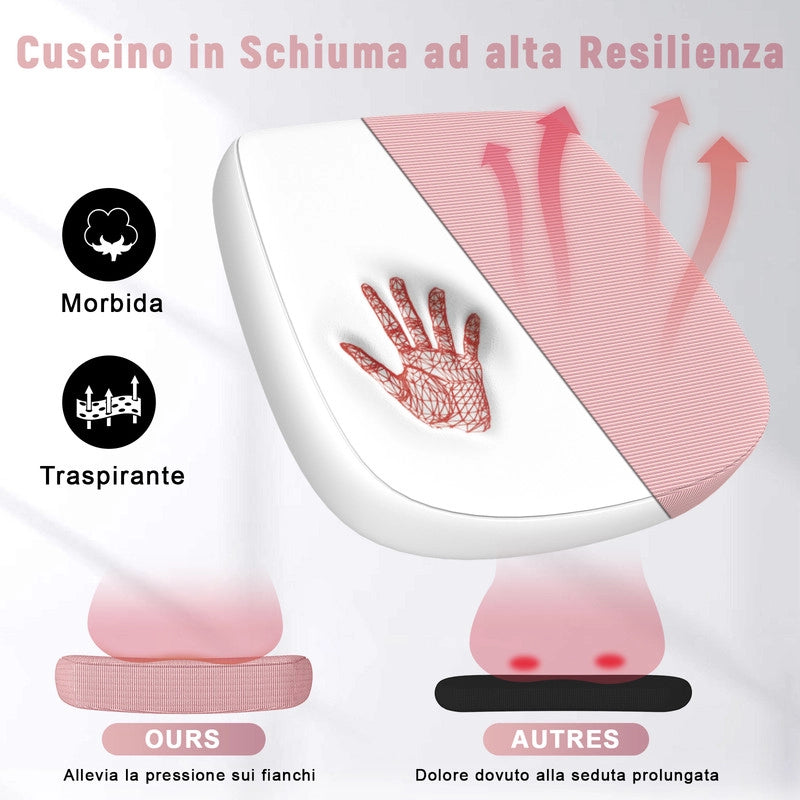 Poltrona Ufficio Ergonomica con Rotelle - RATTANTREE - Braccioli Ribaltabili 90¡ã + Schienale Reclinabile 90¡ã-105¡ã - Rete Mesh Traspirante - Rosa