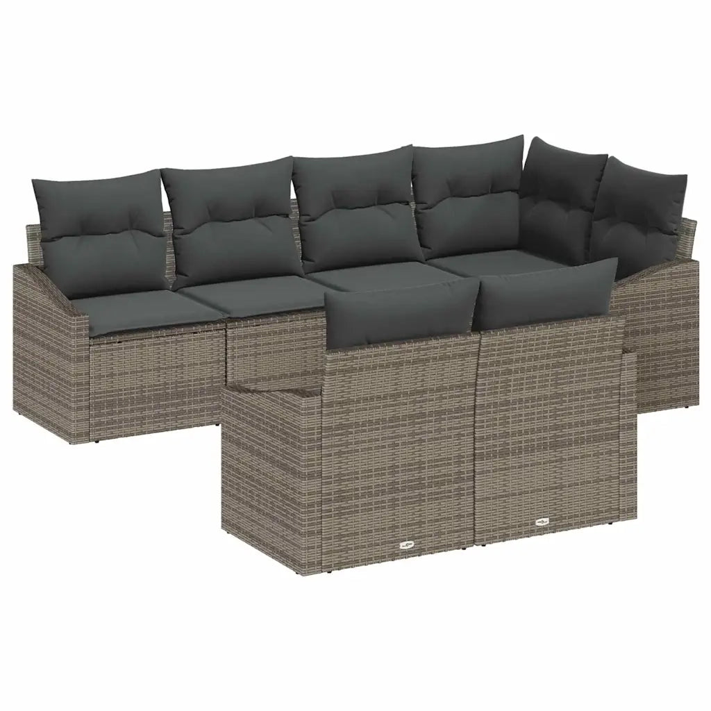 Set Divano da Giardino con cuscino 7 pcs Grigio polyrattan