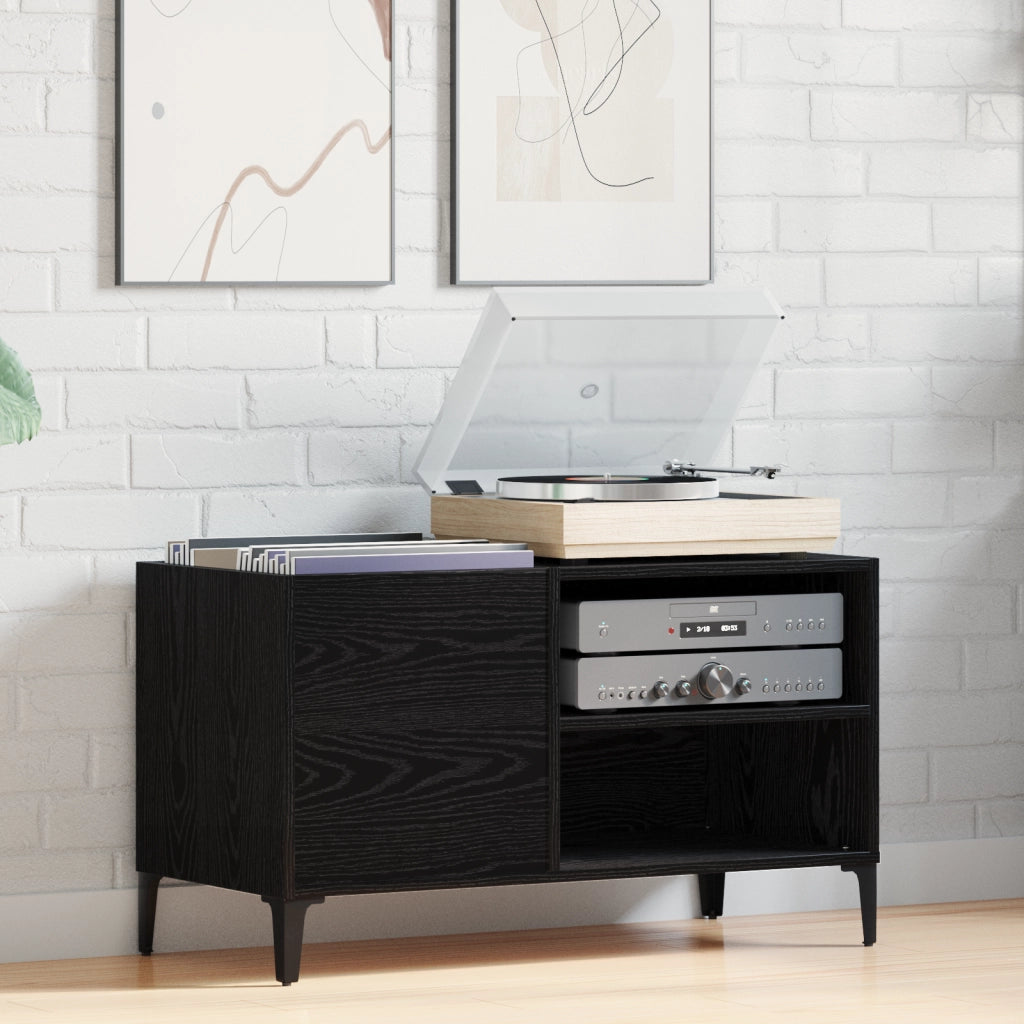 Cabinet per dischi  Nero Rovere 84,5x38x48 cm Legno ingegnerizzato
