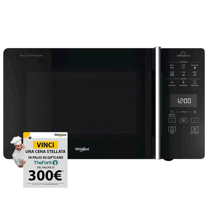 Whirlpool MCP 359 SL Chef Plus Forno a Microonde Combinato con Grill 25 L 800 W Steam Dual Crisp JetDefrost colore Argento