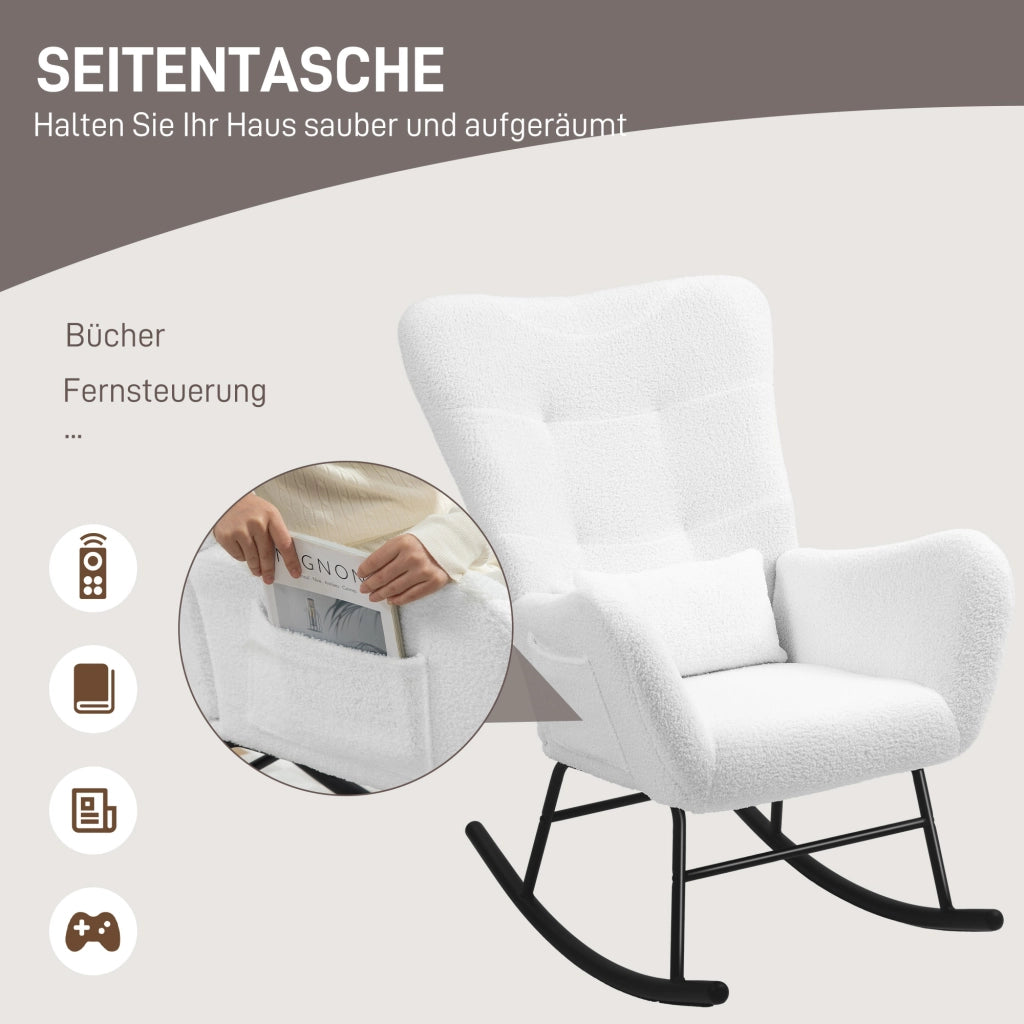Poltrona Dondolo ¨C zephmum ¨C Tessuto Imbottito Bianco