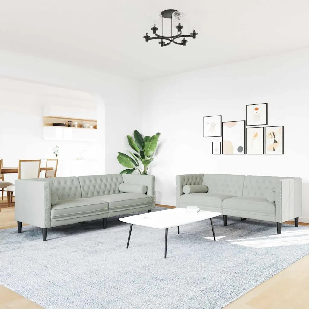 Set di divani 2 pcs Grigio chiaro Velluto