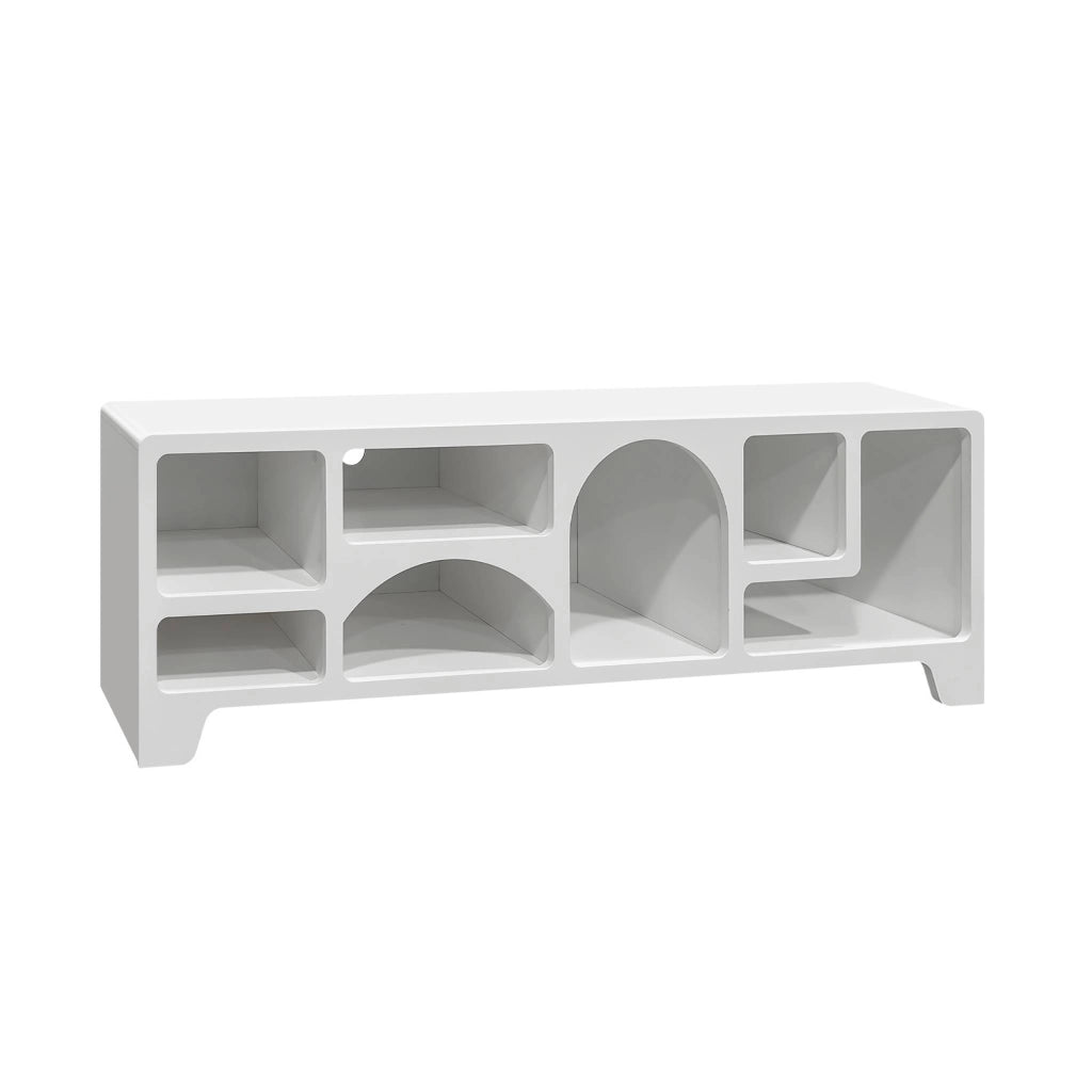 Mobilie tv organico effetto legno bianco, 160cm, bianco