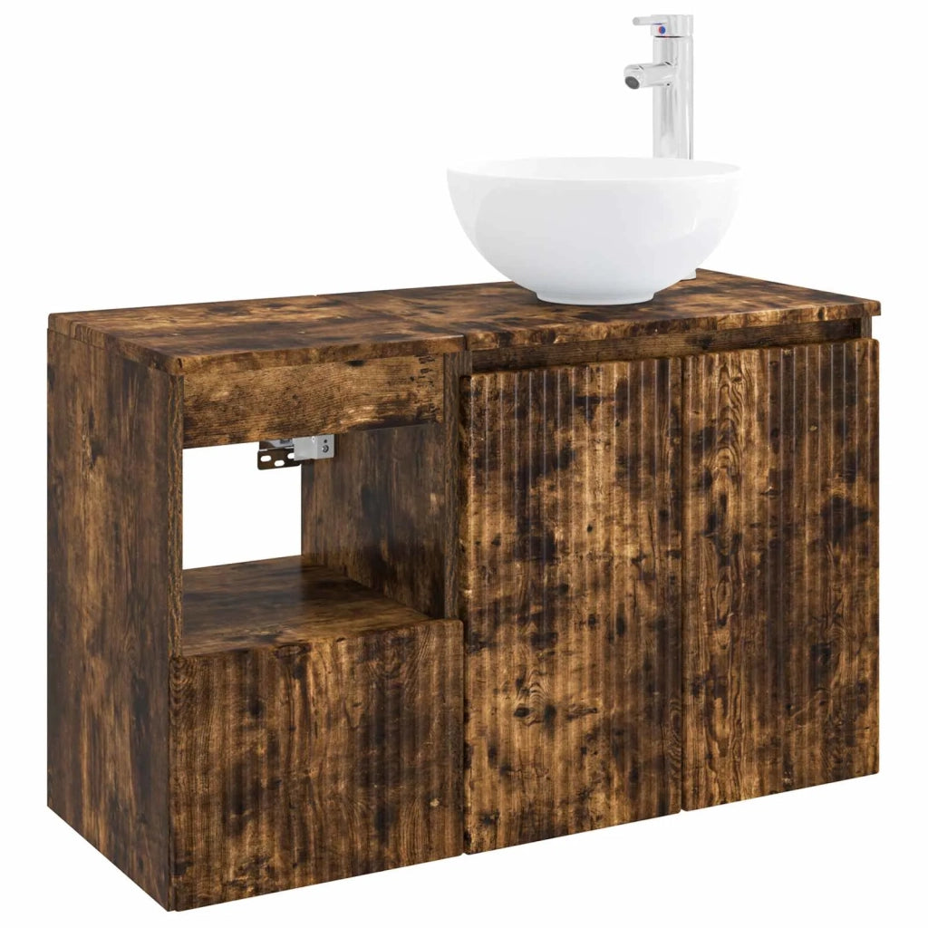 Set di mobili per il bagno 2 pz Rovere Fumo 3404029
