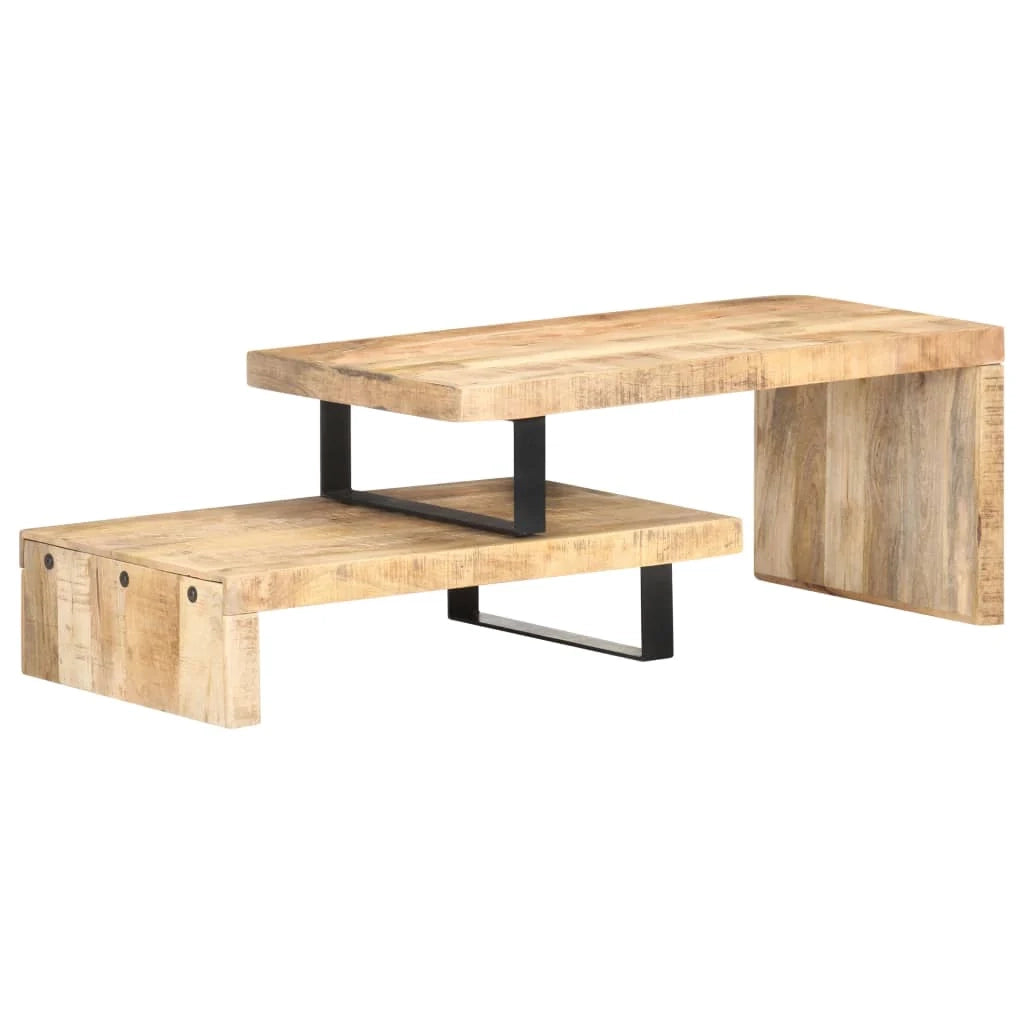 Set di 2 tavolini da caffè legno massello di mango marrone 02_0042118
