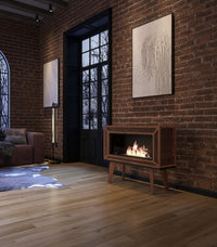 Camino a Bioetanolo da Pavimento 100x47 cm Industrial Marrone con Vetro