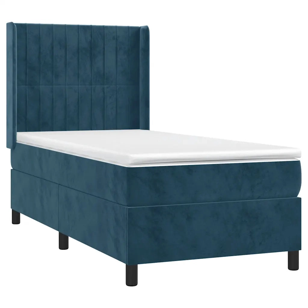 Letto a Molle con Materasso e LED Blu Scuro 90x200cm in Vellutocod mxl 75460
