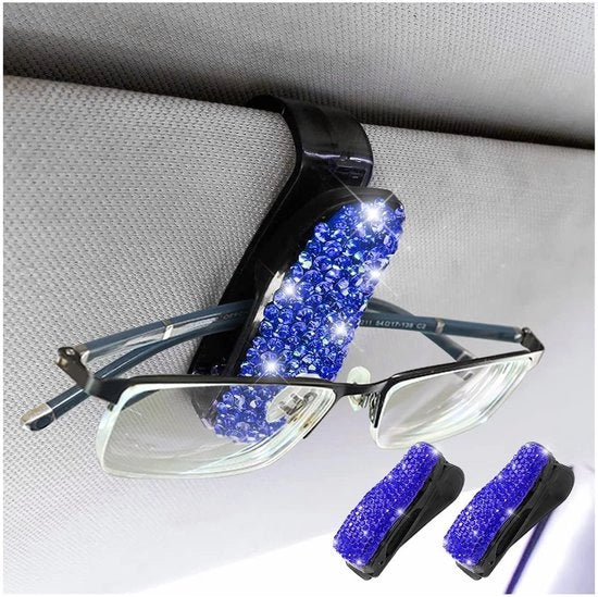 Sostituto di occhiali per auto con decorazioni in strass - Sostituto di occhiali - Sostituto di occhiali per auto - Accessori per l'abitacolo - 2 pezzi - Materiale ABS + strass - Clip per occhiali