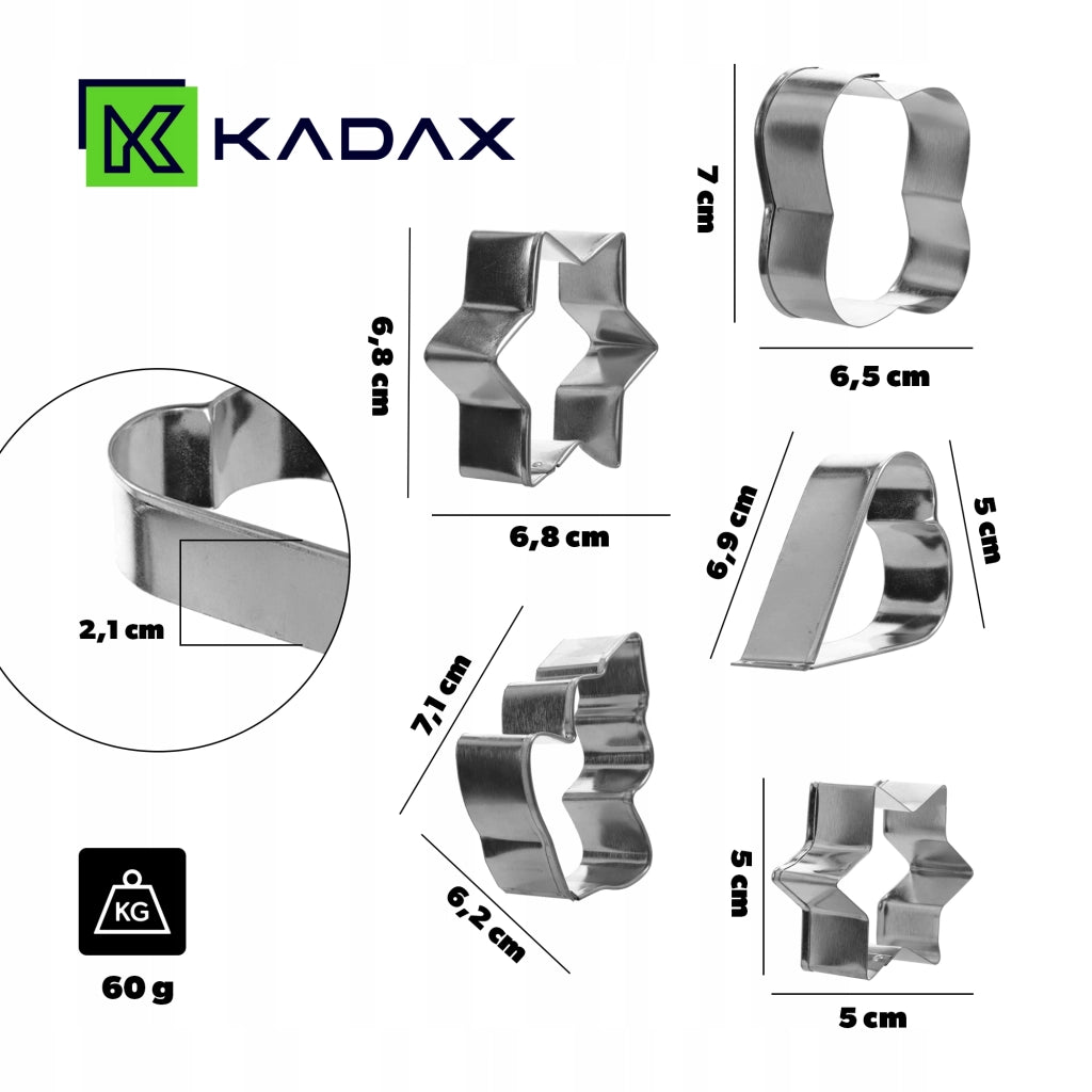 Set di 5 stampini per biscotti di pan di zenzero KADAX per Natale