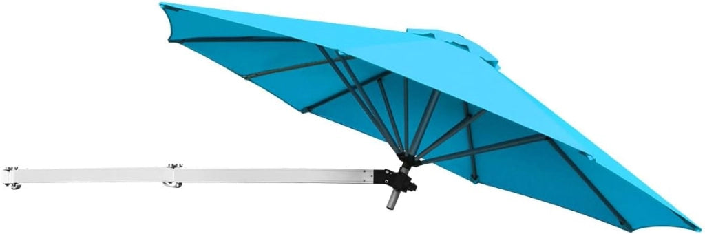 Ombrellone da Parete 247 cm, Ombrellone da Muro per Giardino con Angolo Regolabile, Parasole Esterno Pieghevole Anti UV, per Giardino, Balcone e Cortile (Turchese)