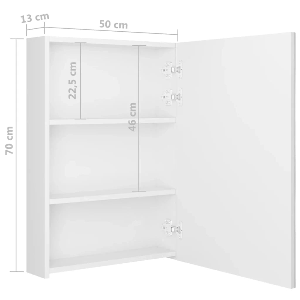 Mobile bagno con specchio LED 50 x 13 x 70 cm bianco lucido 02_0006580