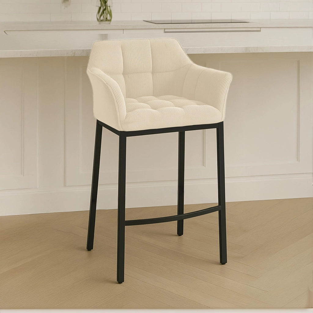 Sgabello bar Damaso B Cord con telaio a 4 piedi 1