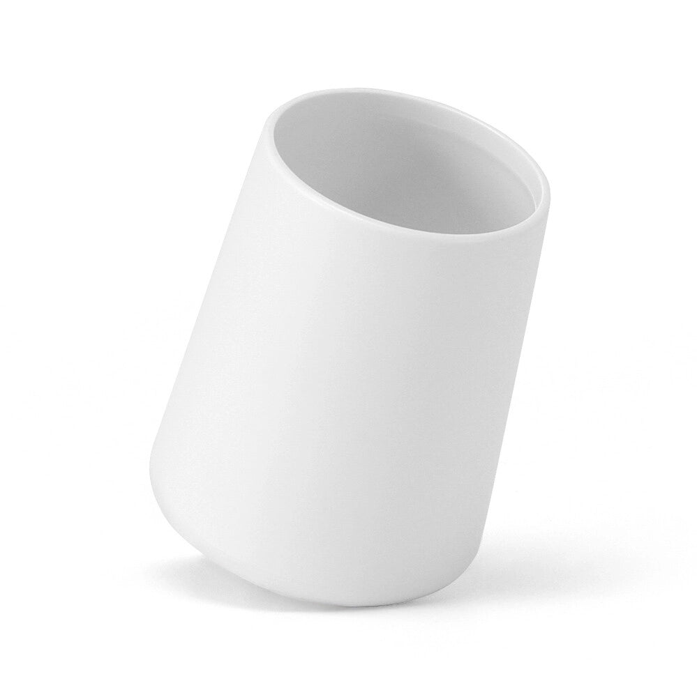 Porta spazzolino bianco crema design tondo in plastica Pop