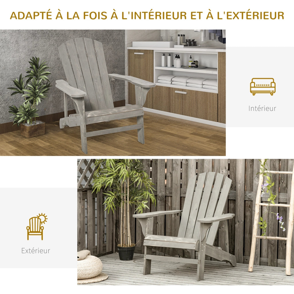 Poltrona Adirondack ¨C Minimal ¨C Legno Massello Grigio 78x89x88 cm