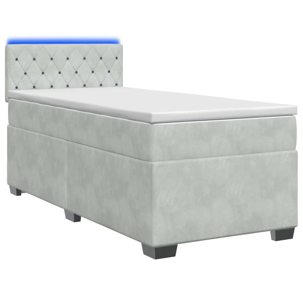 Letto con Box Spring, Materasso e LED Grigio Chiaro Velluto 3452114