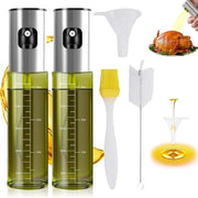Set di 2 pennelli per olio da cucina, flacone pennello 100 ml, pennello per olio da cucina professionale 100% BPA libero, vetro UV protettivo verde, pennello per olio in acciaio inossidabile, pennello per olio per insalate, grigliate e cotture in cucina