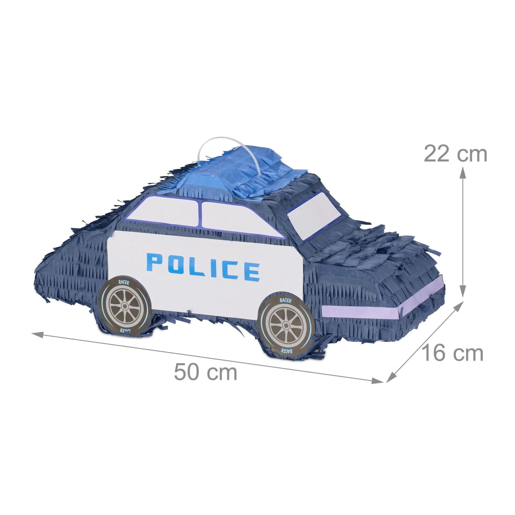 Pignatta a forma di auto della polizia da riempire per bambini e adulti 30 x 20 x 15 cm decorativa in carta multicolore 13_0016168