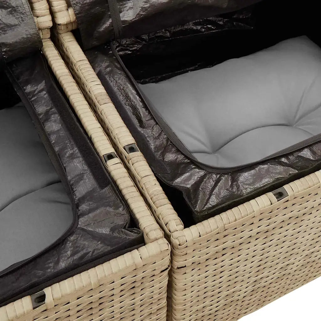 Set Divano da Giardino 6 pcs Beige e Grigio Chiaro polyrattan