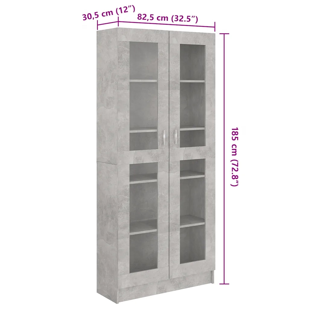 Armadietto Vetrina Grigio Cemento 82,5x30,5x185,5cm Multistrato CFW7592182