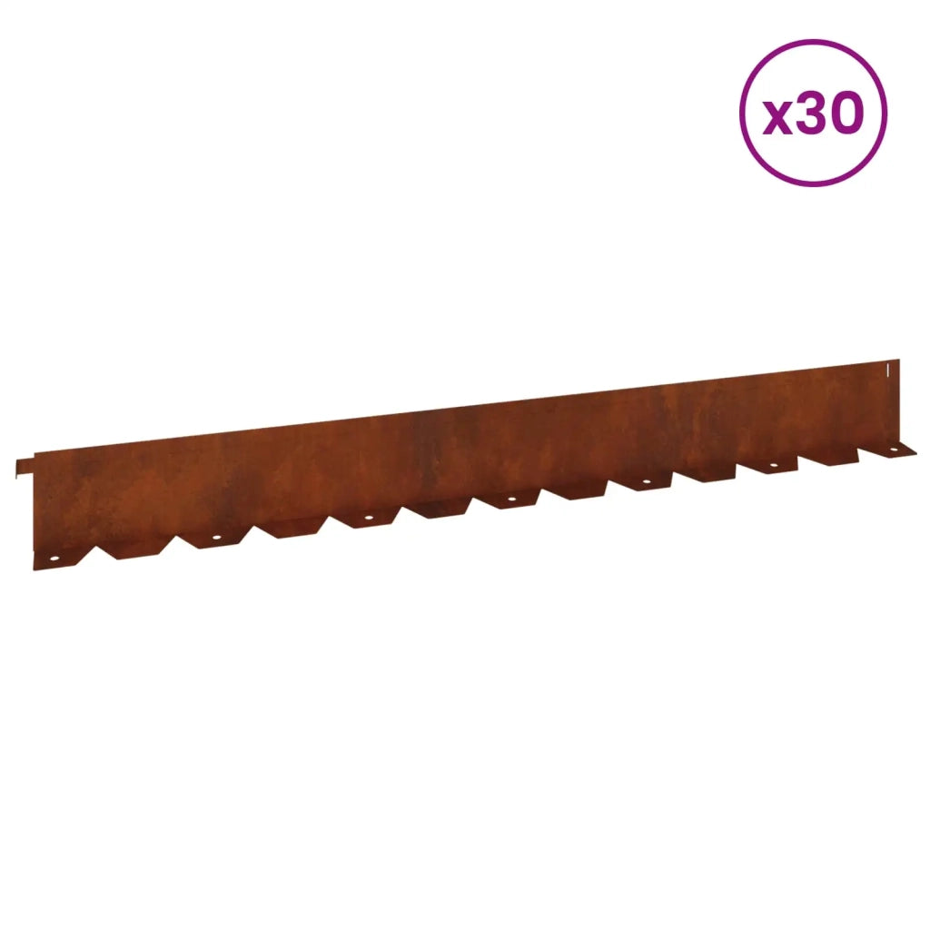 Bordura per Prato 30 pcs 102 x 10 x 4 cm Acciaio Ruggine 8008762