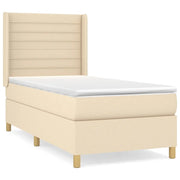 Letto singolo | Letto per adulti | Giroletto a Molle con Materasso Crema 90x200 cm inTessuto