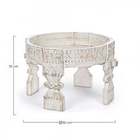 Tavolino Yasir Bianco D50 Rotondo in Legno