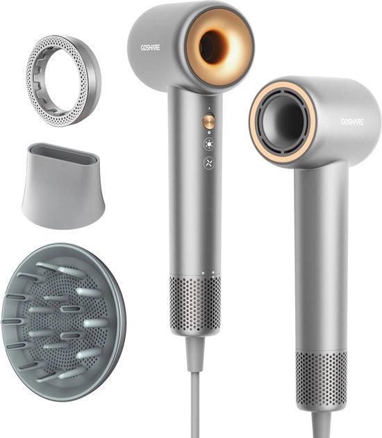 Coshare Föhn met Diffuser-HD10E Pro - Haardroger-Lichtgewicht-Reisföhn-3 Opzetstukken-1200W-Met geurring