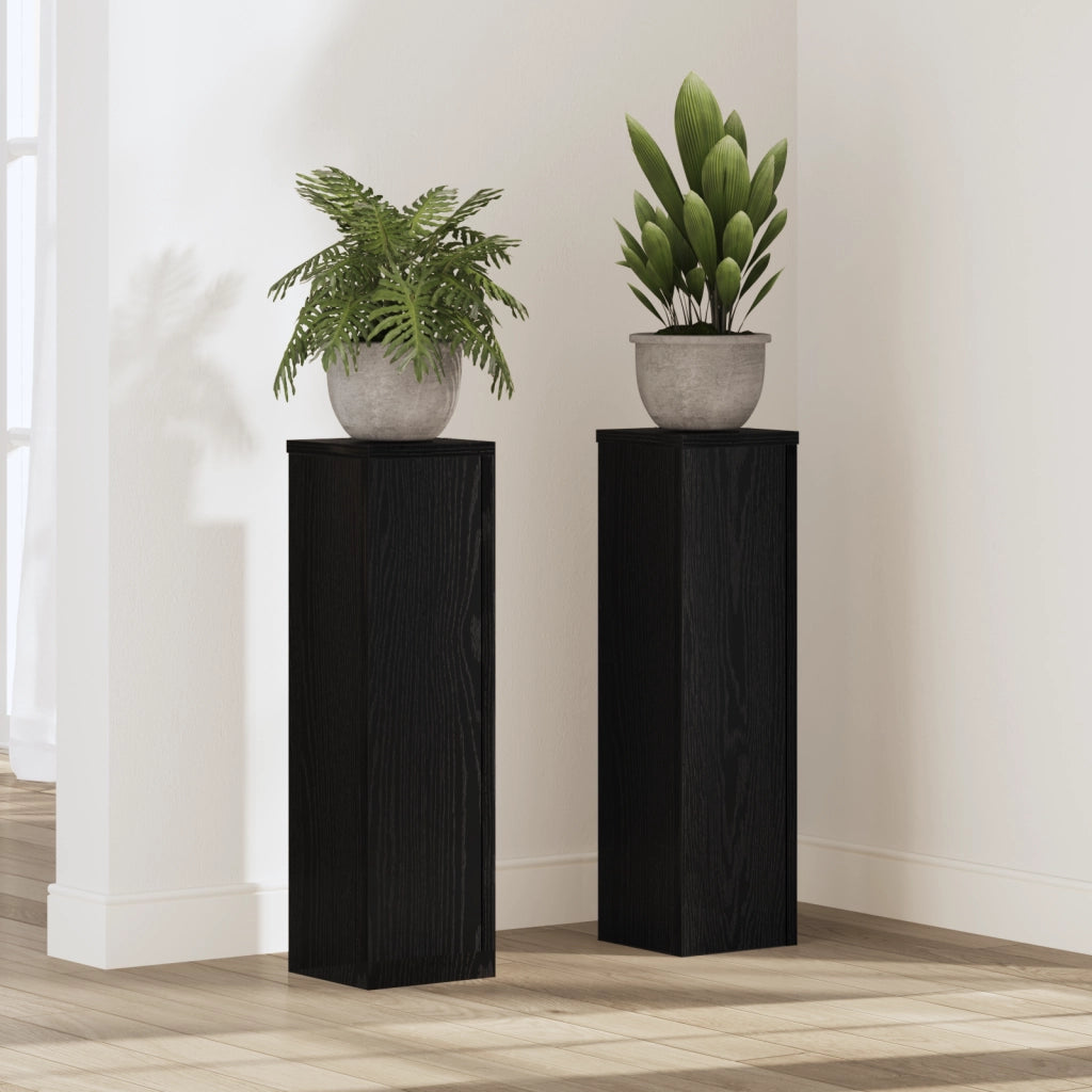 Supporti per piante 2 pcs rovere nero 17x17x60 cm legno ingegnerizzato