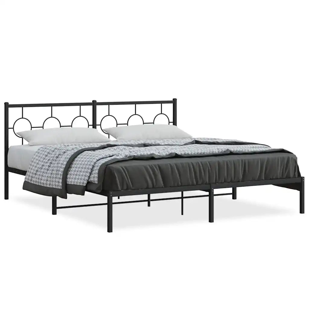 Giroletto con Testiera-Struttura Letto con testiera in Metallo Nero 183x213 cm 362860