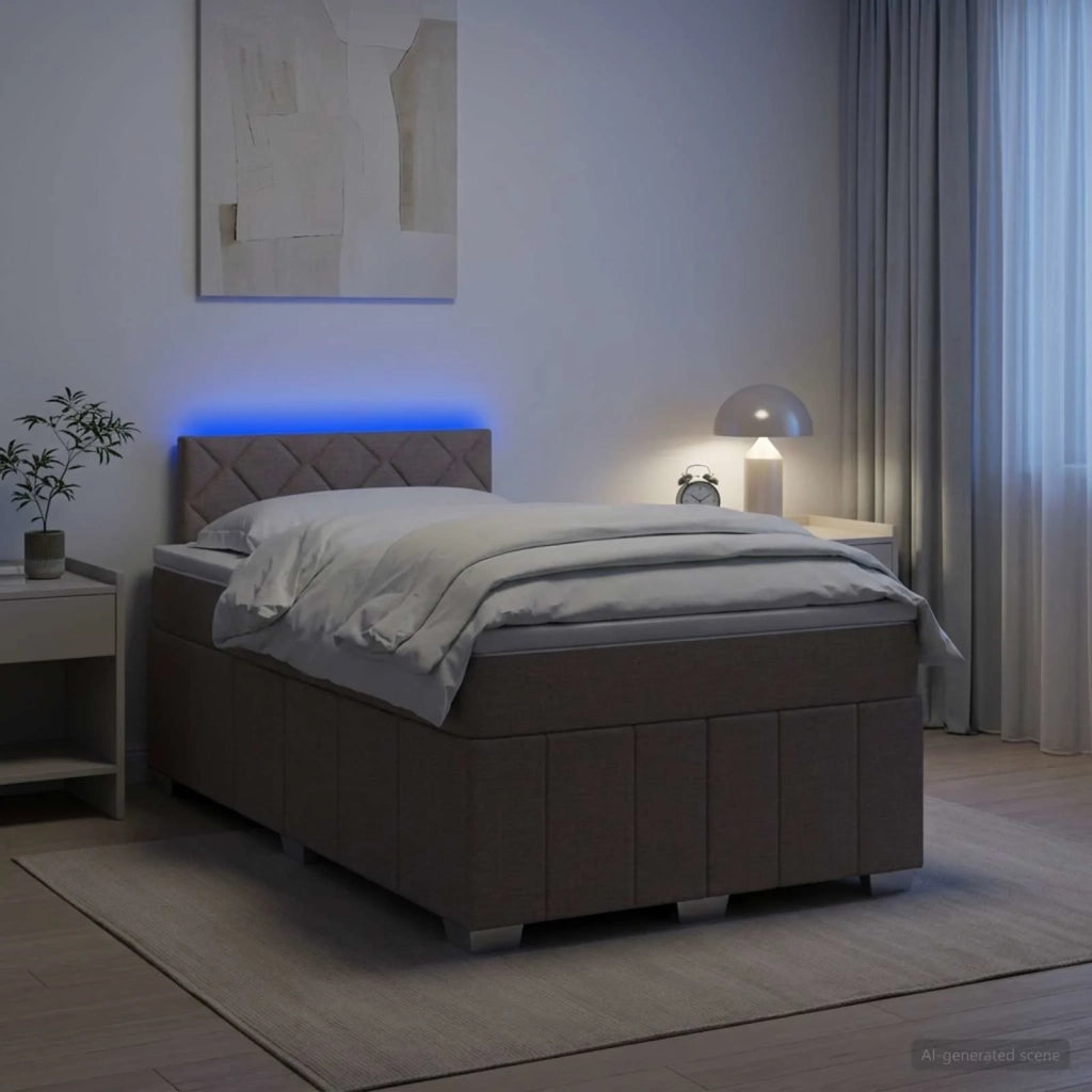 Letto box spring con materasso Tortora 120 x 200 cm Tessuto 3452660