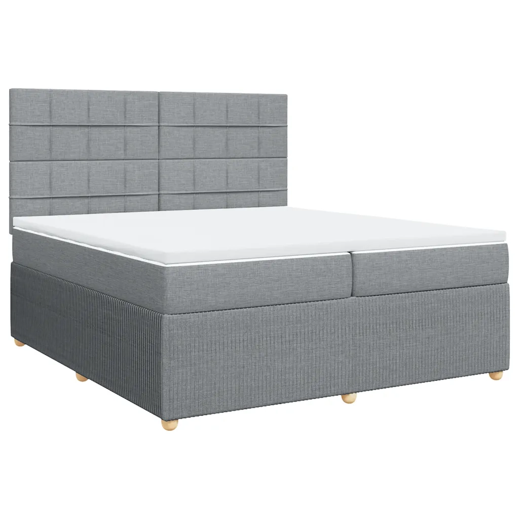 Giroletto a Molle con Materasso Grigio Chiaro 200x200cm Tessuto