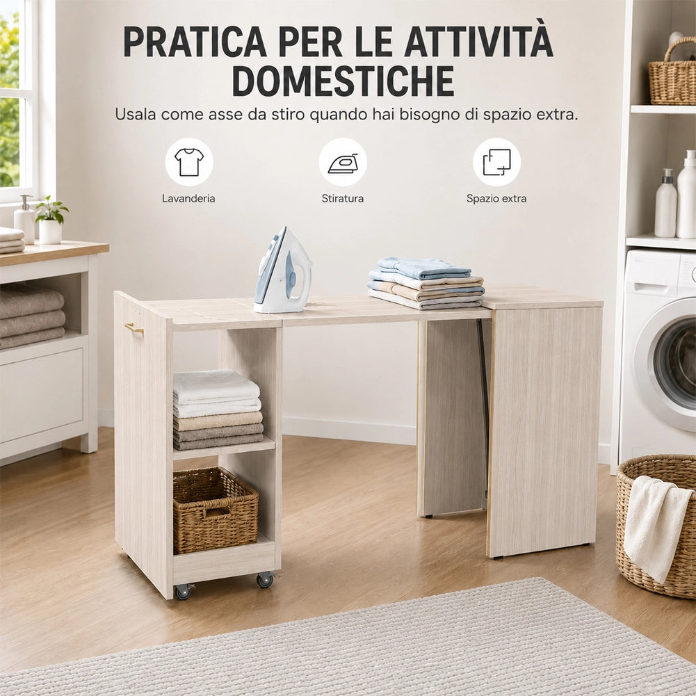Mobile con Tavolo a Scomparsa Olmo Richiudibile Salvaspazio Scrivania Libreria